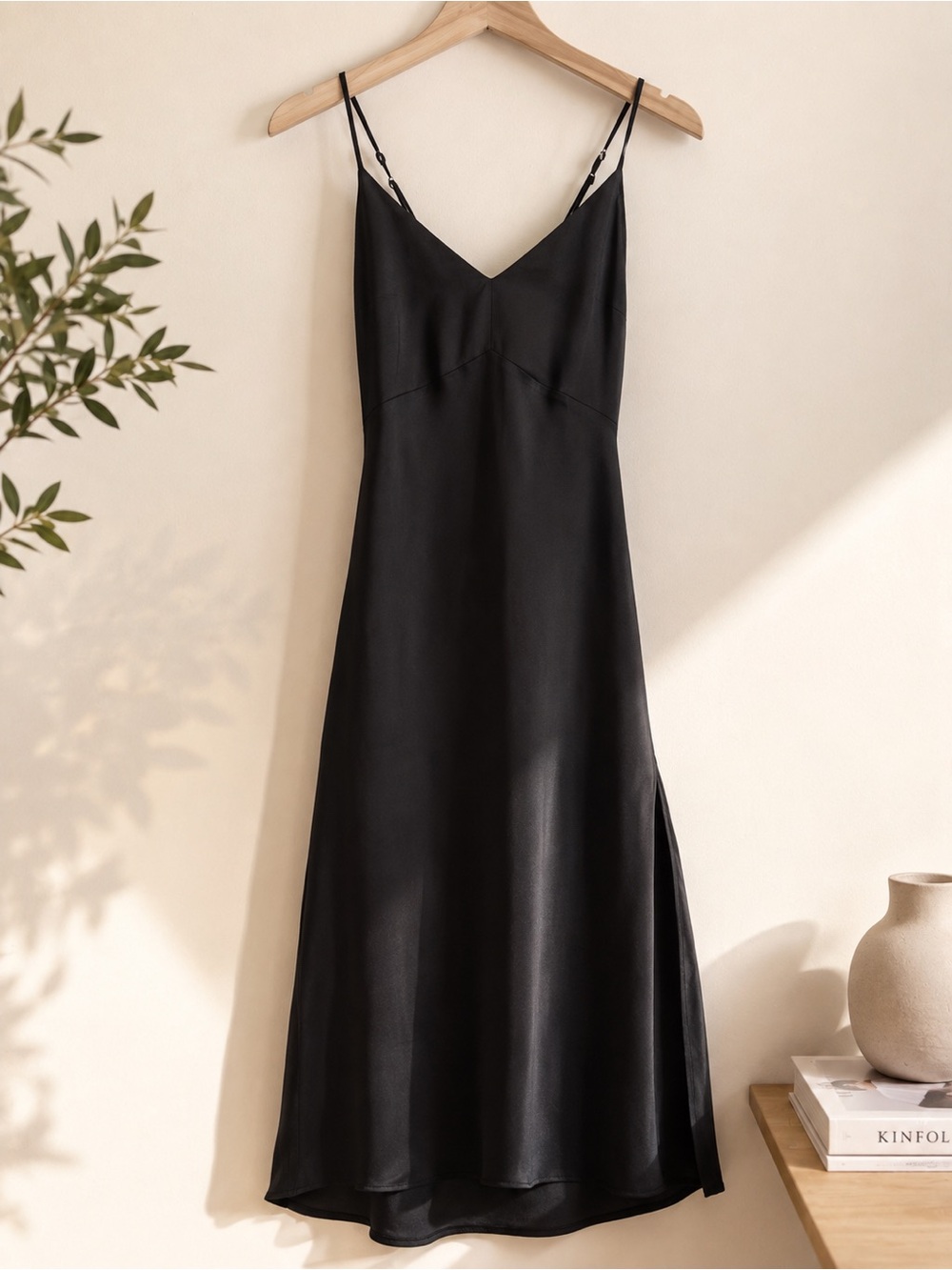 Abercrombie & Fitch Black Satin Slip Dress